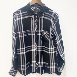 RAILS women’s long sleeve black white plaid button down - M